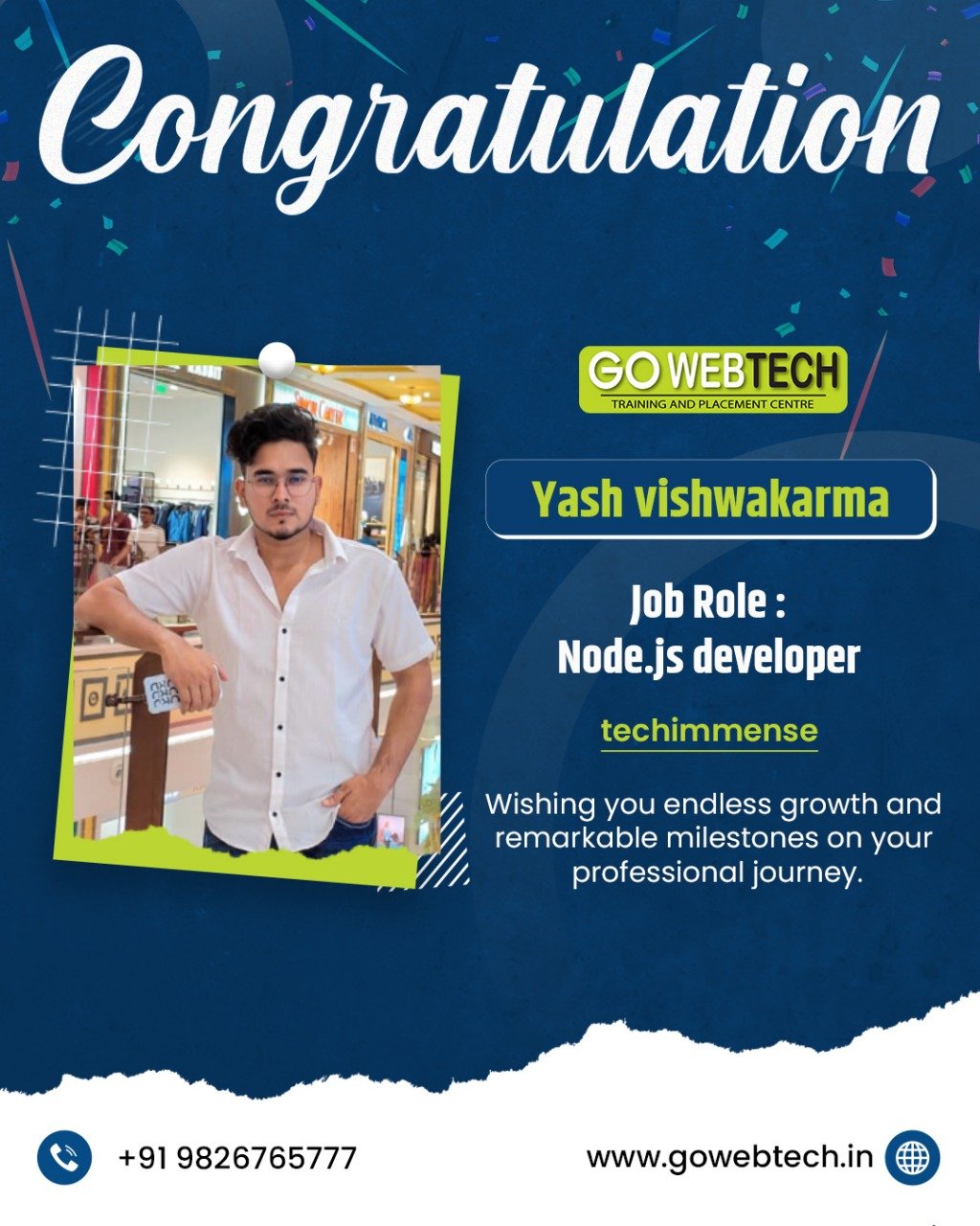 Yogesh vishwakarma node.js developer Placed Candidate