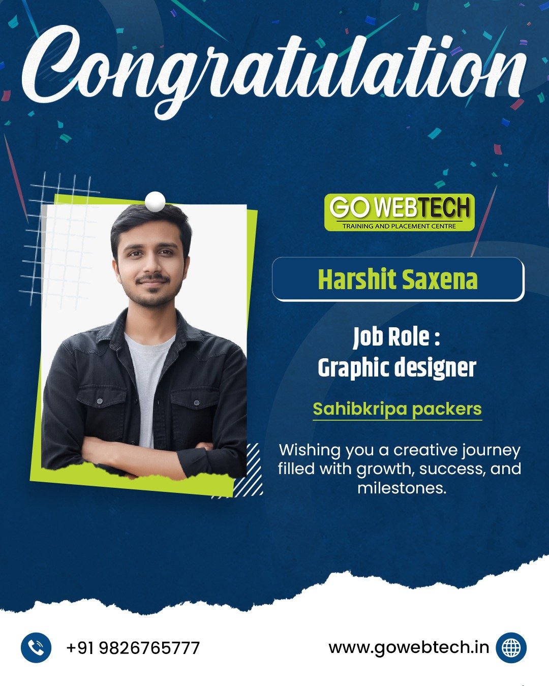 Harshit Saxena Graphic designer Placed Candidate at GoWebTech