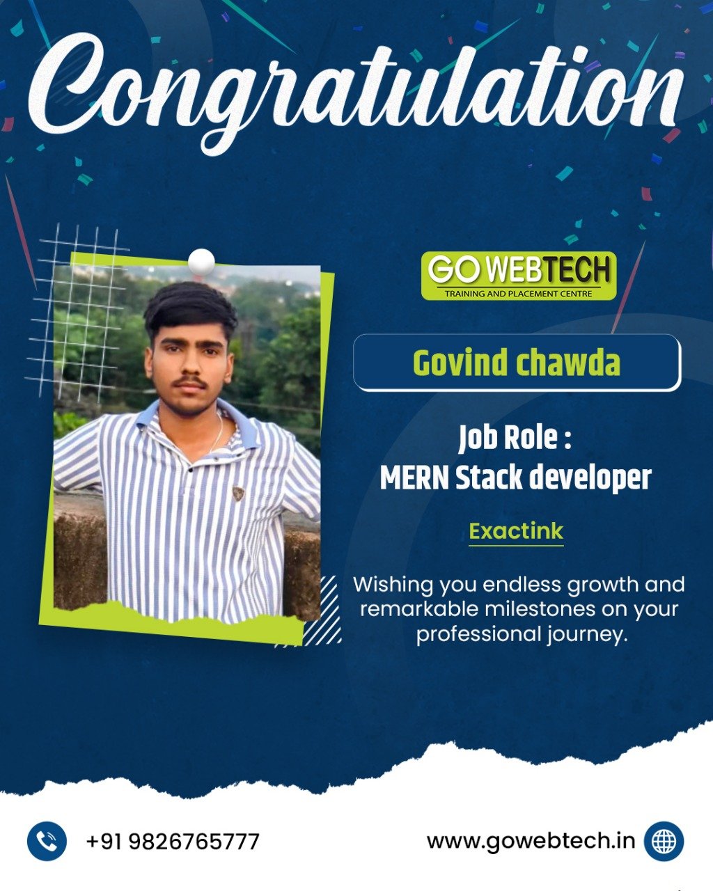 Govind Chawda Mern stack developer Placed Candidate